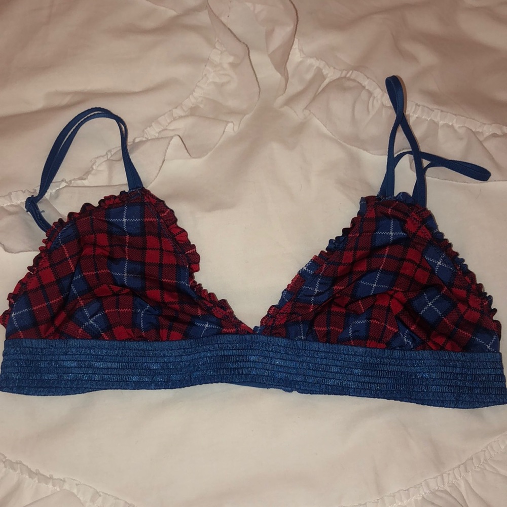 Arie red and blue plaid bralette